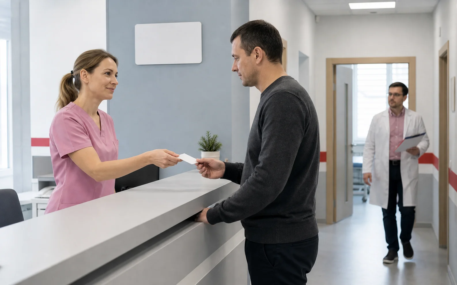 Пациент обращается на стойку наркологического диспансера